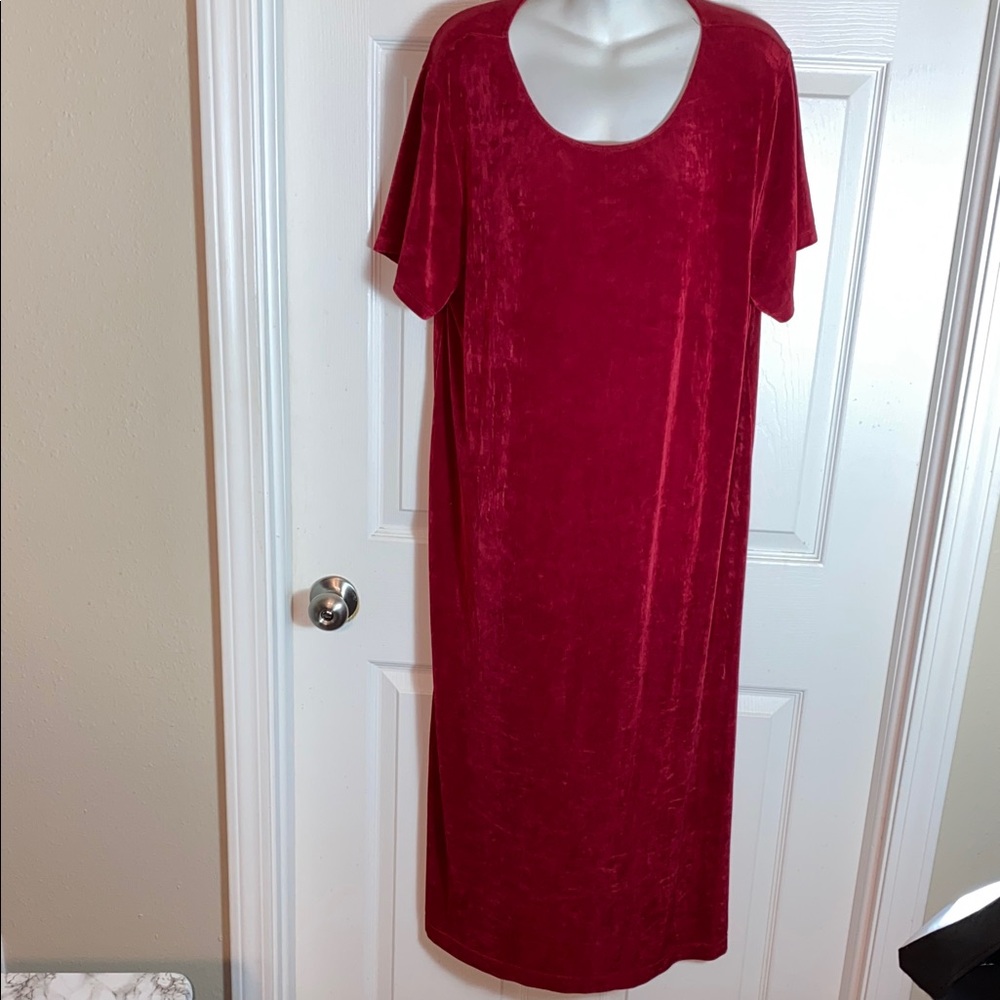 Citiknits Women Maxi Red Dress Stretchy Spandex Blend Made USA Plus Size 1X